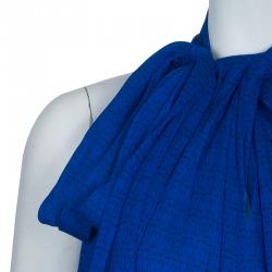 Pre Owned Diane von Furstenberg Blue Printed Keyhole Neck Baylie Silk Top S