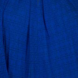 Pre Owned Diane von Furstenberg Blue Printed Keyhole Neck Baylie Silk Top S