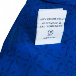 Pre Owned Diane von Furstenberg Blue Printed Keyhole Neck Baylie Silk Top S