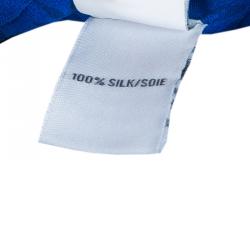 Pre Owned Diane von Furstenberg Blue Printed Keyhole Neck Baylie Silk Top S