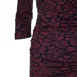 Pre Owned Diane Von Furstenberg Red Bentley Ruched Dress M