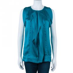 Pre Owned Diane Von Furstenberg Turquoise Silk Ayala Top S