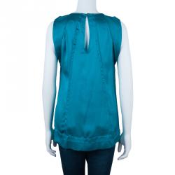 Pre Owned Diane Von Furstenberg Turquoise Silk Ayala Top S