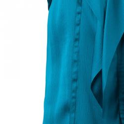 Pre Owned Diane Von Furstenberg Turquoise Silk Ayala Top S