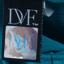 Pre Owned Diane Von Furstenberg Turquoise Silk Ayala Top S