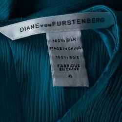 Pre Owned Diane Von Furstenberg Turquoise Silk Ayala Top S