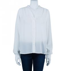 Pre Owned Diane Von Furstenberg White Harlow Blouse M
