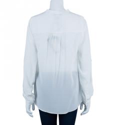 Pre Owned Diane Von Furstenberg White Harlow Blouse M