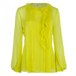 Pre Owned Diane Von Furstenberg Yellow Kelly Top L