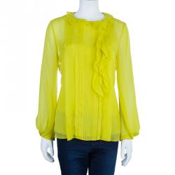 Pre Owned Diane Von Furstenberg Yellow Kelly Top L