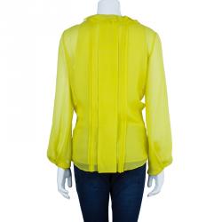Pre Owned Diane Von Furstenberg Yellow Kelly Top L