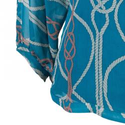 Pre Owned Diane von Furstenberg Blue Silk Peelo Top M