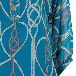 Pre Owned Diane von Furstenberg Blue Silk Peelo Top M