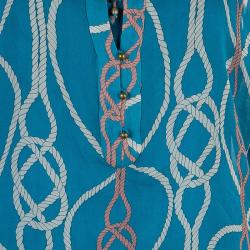 Pre Owned Diane von Furstenberg Blue Silk Peelo Top M