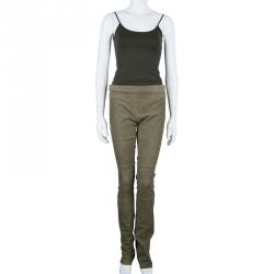 Pre Owned Diane Von Furstenberg Gretel Weathered Leather Pants S