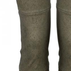 Pre Owned Diane Von Furstenberg Gretel Weathered Leather Pants S