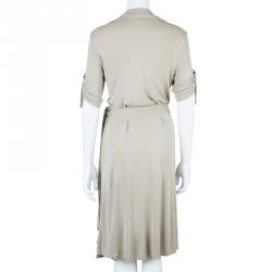Pre Owned Diane von Furstenberg Beige Wrap Dress L