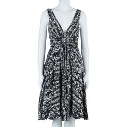 Pre Owned Diane von Furstenberg Monochrome Print Lacie Dress M