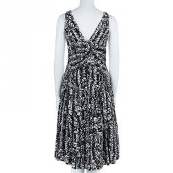 Pre Owned Diane von Furstenberg Monochrome Print Lacie Dress M
