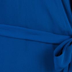 Pre Owned Diane Von Furstenberg Blue Silk Kallina Belted Top M