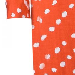 Pre Owned Diane von Furstenberg Tangerine Dotted New Jeanne Two Wrap Dress XS