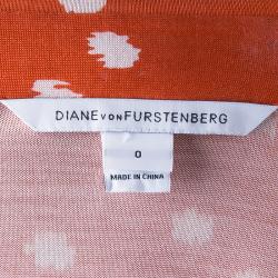 Pre Owned Diane von Furstenberg Tangerine Dotted New Jeanne Two Wrap Dress XS