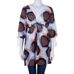 Pre Owned Diane von Furstenberg Helma Animal Print Kaftan Top M