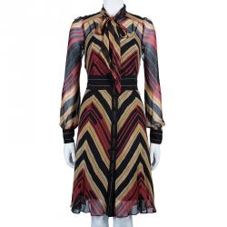 Pre Owned Diane Von Furstenberg 'Hannah' Tricolor Dress M