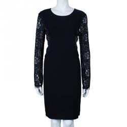 Pre Owned Diane Von Furstenberg Black Lace India Dress L