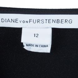 Pre Owned Diane Von Furstenberg Black Lace India Dress L