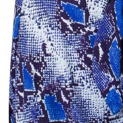 Pre Owned Diane von Furstenberg Blue Snake Print Silk New Della Dress L