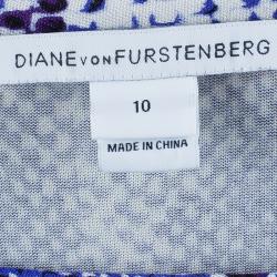 Pre Owned Diane von Furstenberg Blue Snake Print Silk New Della Dress L