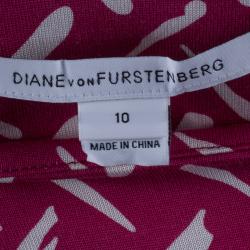 Pre Owned Diane Von Furstenberg Pink Printed Gabi Silk Jersey Dress L