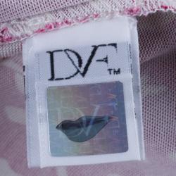 Pre Owned Diane Von Furstenberg Pink Printed Gabi Silk Jersey Dress L