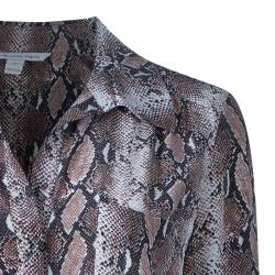 Pre Owned Diane von Furstenberg Brown Snake Print Silk Polly Dress L