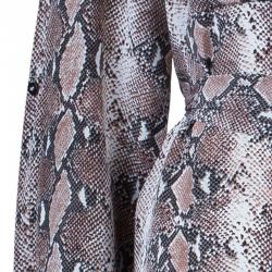 Pre Owned Diane von Furstenberg Brown Snake Print Silk Polly Dress L