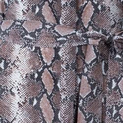 Pre Owned Diane von Furstenberg Brown Snake Print Silk Polly Dress L
