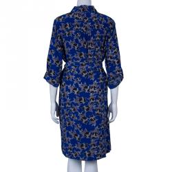 Pre Owned Diane von Furstenberg Blue Belted Star Prita Dress L
