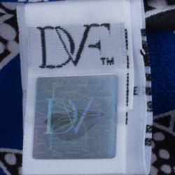 Pre Owned Diane von Furstenberg Blue Belted Star Prita Dress L