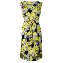 Pre Owned Diane von Furstenberg Yellow Floral Print New Della Print Lily Crepe Dress L