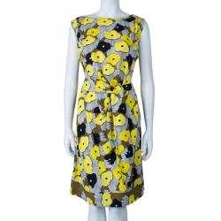 Pre Owned Diane von Furstenberg Yellow Floral Print New Della Print Lily Crepe Dress L