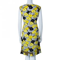 Pre Owned Diane von Furstenberg Yellow Floral Print New Della Print Lily Crepe Dress L
