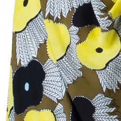 Pre Owned Diane von Furstenberg Yellow Floral Print New Della Print Lily Crepe Dress L