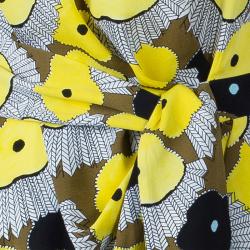 Pre Owned Diane von Furstenberg Yellow Floral Print New Della Print Lily Crepe Dress L