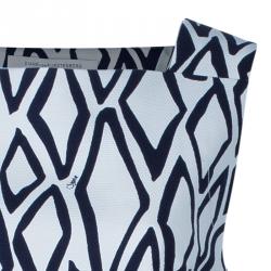 Pre Owned Diane von Furstenberg White Ikat Stamp Kenza Top L