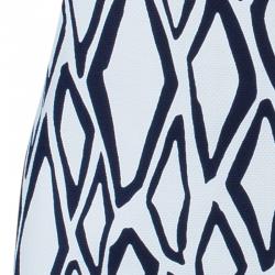 Pre Owned Diane von Furstenberg White Ikat Stamp Kenza Top L