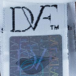 Pre Owned Diane von Furstenberg White Ikat Stamp Kenza Top L