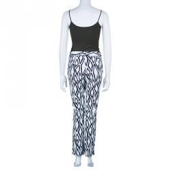 Pre Owned Diane von Furstenberg White Ikat Stamp Genesis Trousers L