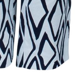 Pre Owned Diane von Furstenberg White Ikat Stamp Genesis Trousers L