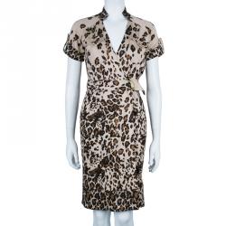 Pre Owned Diane von Furstenberg Leopard Print Anoush Dress S